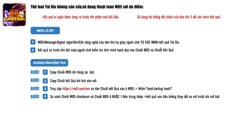 Luật chơi và cách kiểm tra kết quả MD5 