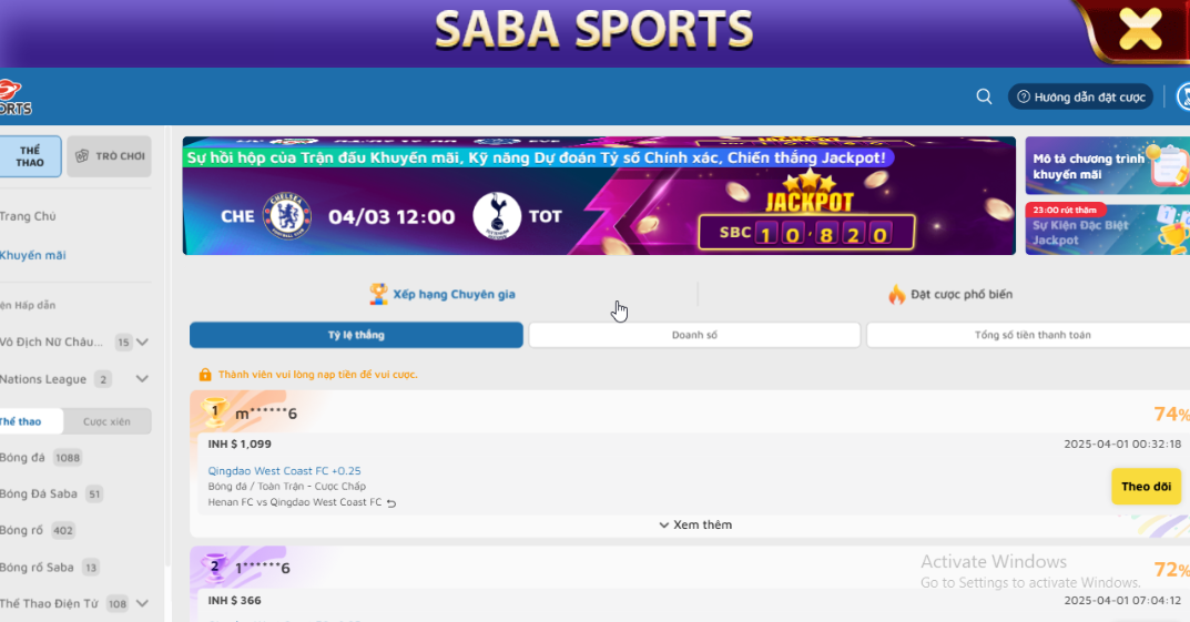 Cược bóng đá tại 68Gamebai - Nhiều kèo cược đa dạng.