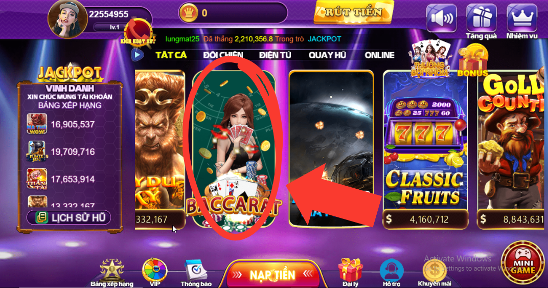 Chọn Baccarat Thông Tấn tại trang chủ của 68 Game Bài.
